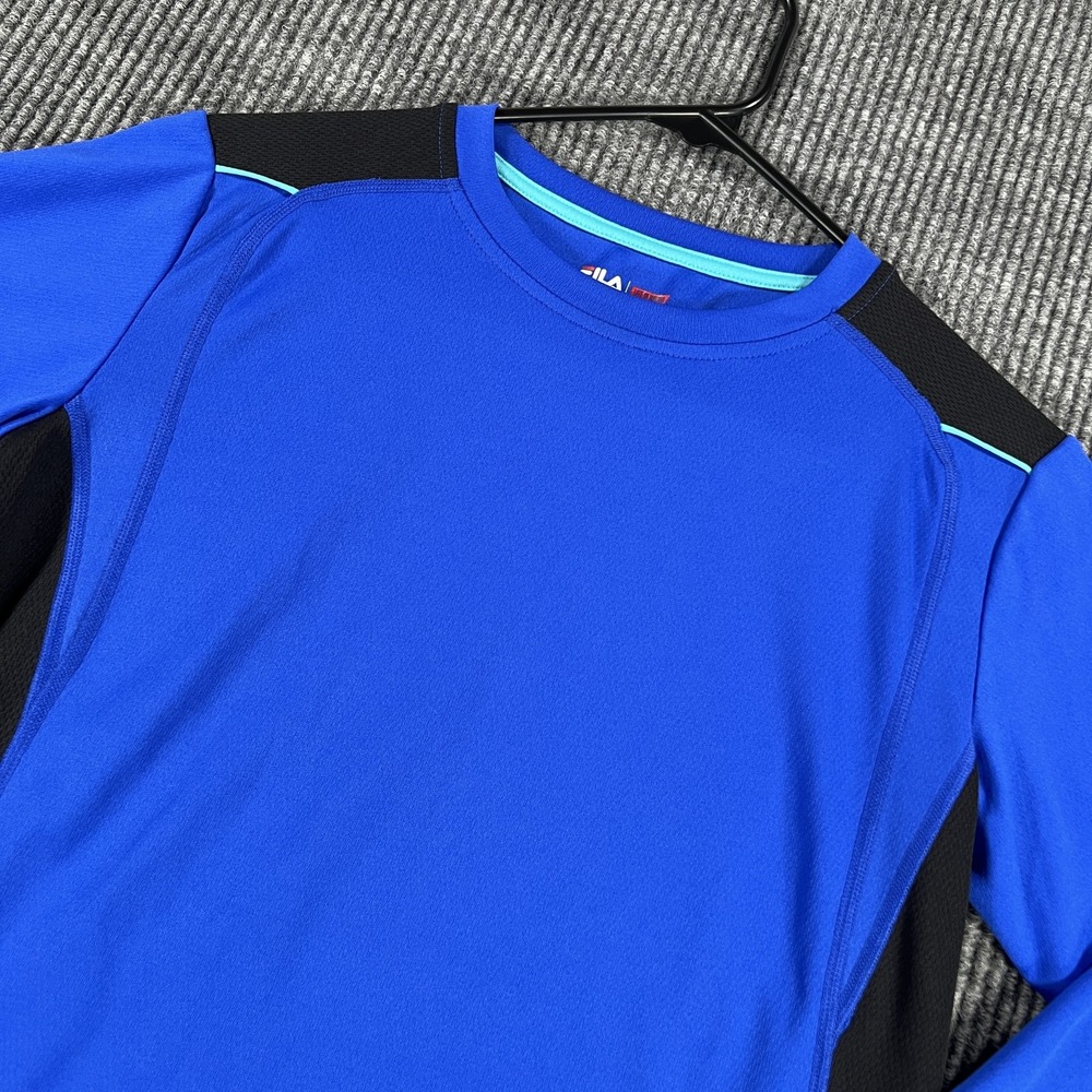 Fila Sport Shirt Womens Large Blue Black Long Sleeve Performance Athletic Top